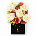 نواعم صندوق الورد مع قلادة الحرف | Nawaem Rose Box with Initial Necklace — NW-010