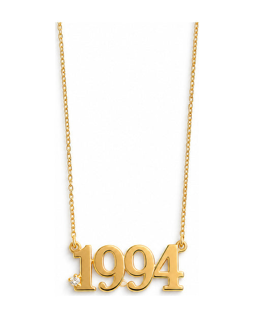 نواعم سنة الميلاد بحجر | Nawaem Birth Year Necklace with Stone — NW-006